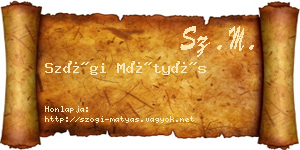 Szögi Mátyás névjegykártya